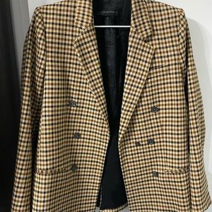 Zara Brown and Beige Plaid Medium Size Blazer